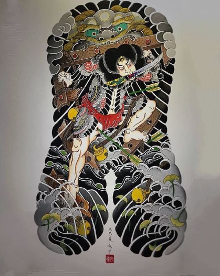 35款传统的大满背纹身手稿效果图赏析(26/35)