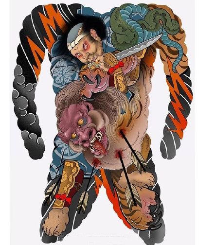 35款传统的大满背纹身手稿效果图赏析(24/35)