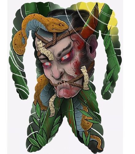 35款传统的大满背纹身手稿效果图赏析(25/35)