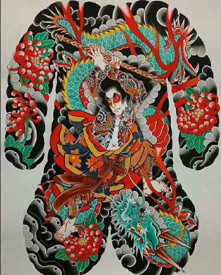 35款传统的大满背纹身手稿效果图赏析(19/35)