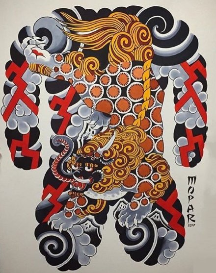 35款传统的大满背纹身手稿效果图赏析(13/35)