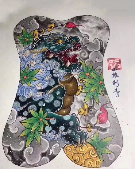 35款传统的大满背纹身手稿效果图赏析(3/35)