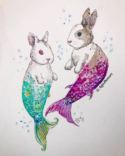 动物人鱼的一组创意水彩纹身素材图片(9/9)