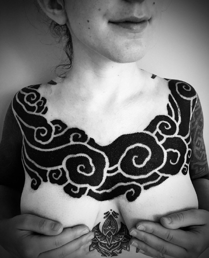 一朵黑云 暗黑色9款云朵纹身图案