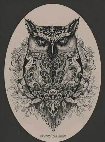 35款猫头鹰主题的纹身手稿图片(24/34)