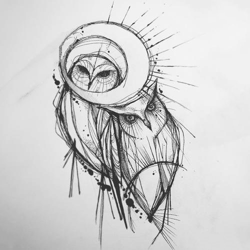 35款猫头鹰主题的纹身手稿图片(11/34)