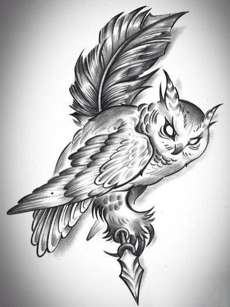 35款猫头鹰主题的纹身手稿图片(7/34)