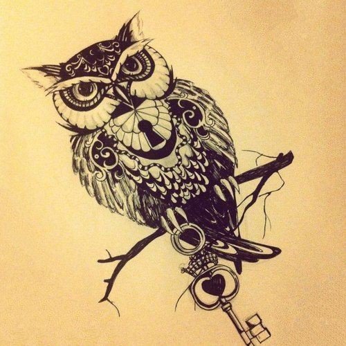 35款猫头鹰主题的纹身手稿图片(5/34)