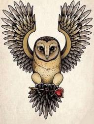 35款猫头鹰主题的纹身手稿图片(3/34)