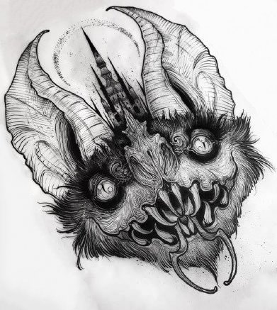 一组暗黑恶魔主题的纹身手稿图片(4/9)