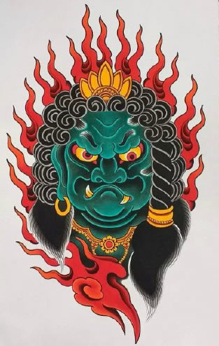 32款不动明王主题的纹身手稿 属鸡人的守护神(17/32)
