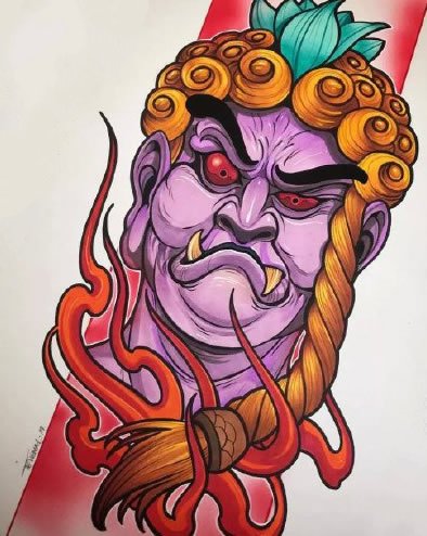 32款不动明王主题的纹身手稿 属鸡人的守护神(13/32)