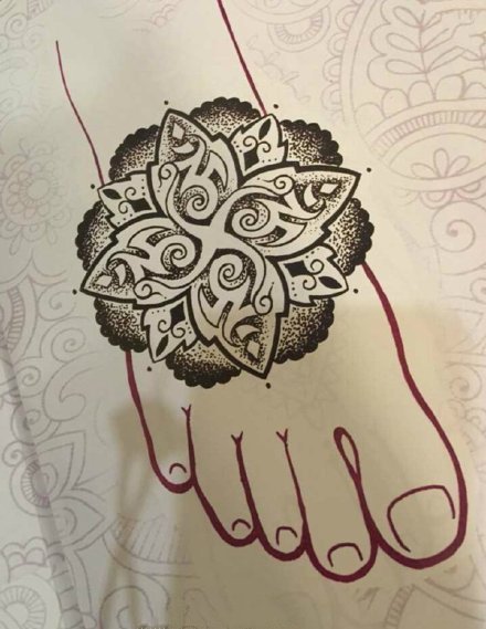 一组漂亮的脚背纹身效果图赏析(3/9)