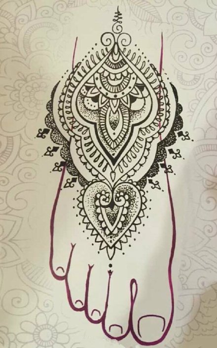 一组漂亮的脚背纹身效果图赏析(4/9)