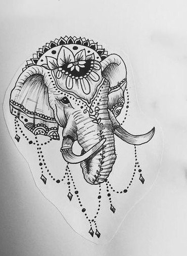 33款大象象头主题的纹身手稿图片(32/33)
