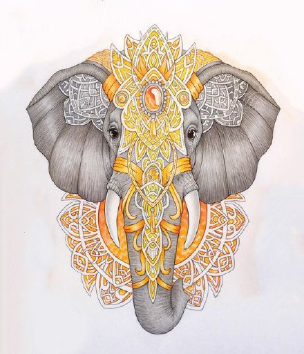 33款大象象头主题的纹身手稿图片(18/33)