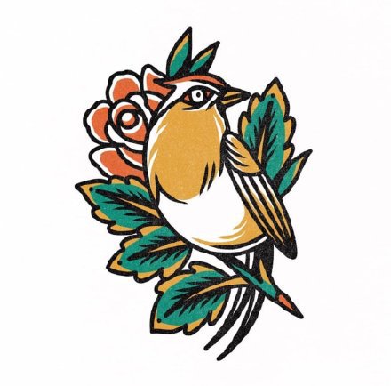 34款oldschool的漂亮彩色小图纹身手稿图片(23/34)