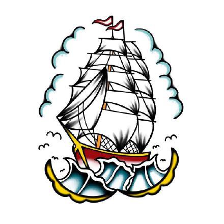 34款oldschool的漂亮彩色小图纹身手稿图片(9/34)