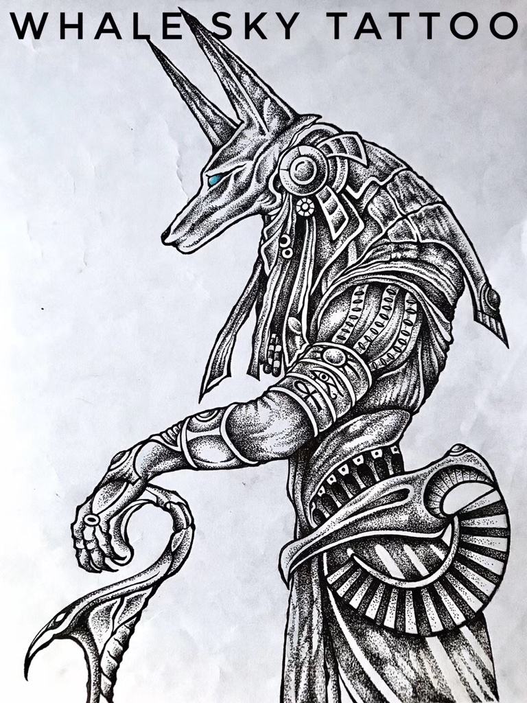 埃及死神阿努比斯的17款纹身手稿图片(1/17)