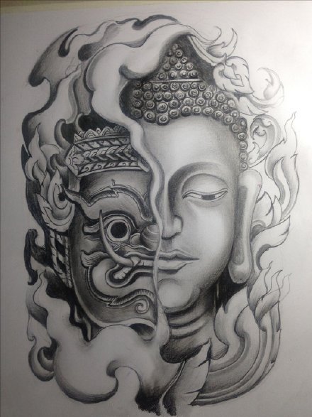 传统的36款佛像主题的佛祖纹身手稿图(35/36)