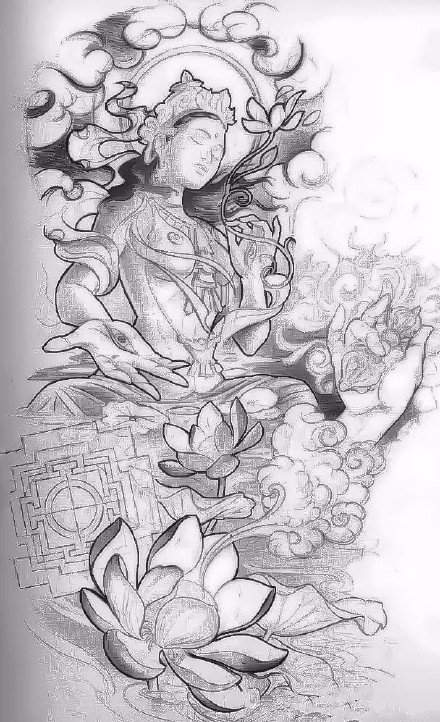 传统的36款佛像主题的佛祖纹身手稿图(22/36)