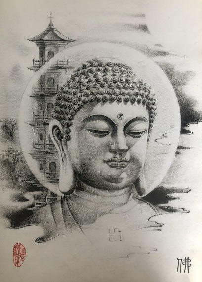 传统的36款佛像主题的佛祖纹身手稿图(20/36)