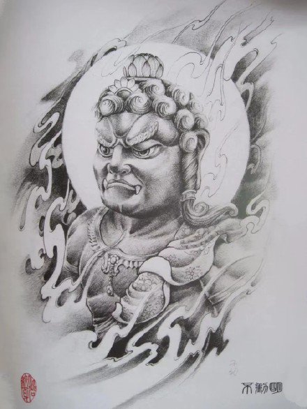 传统的36款佛像主题的佛祖纹身手稿图(16/36)