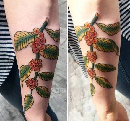 咖啡主题相关的一组纹身图片