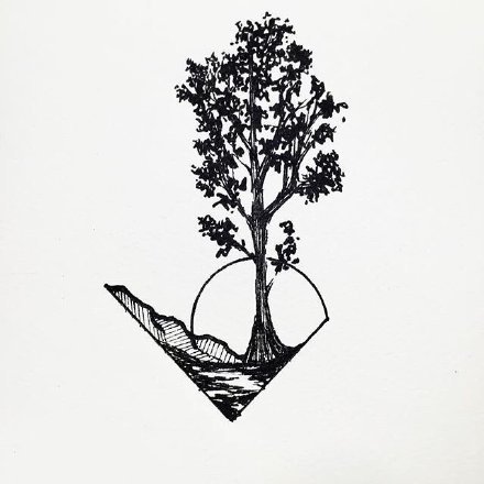 黑色小树主题的一组纹身图案手稿(7/9)