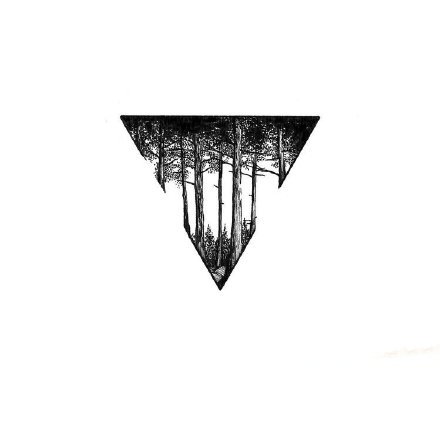 黑色小树主题的一组纹身图案手稿(4/9)