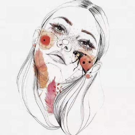 创意的一组水彩女郎纹身手稿素材图片(2/9)