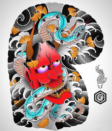 35款日式等半甲纹身主题的手稿图片(35/35)
