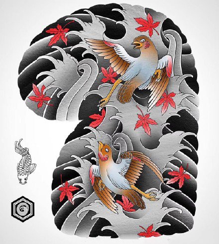 35款日式等半甲纹身主题的手稿图片(34/35)