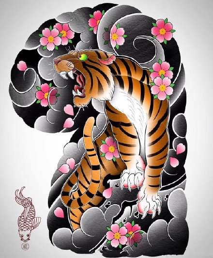 35款日式等半甲纹身主题的手稿图片(32/35)