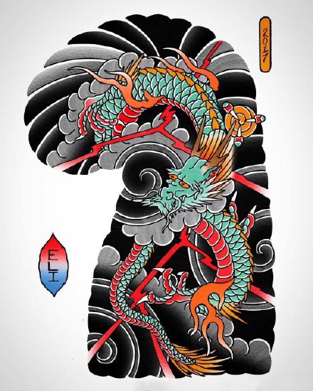 35款日式等半甲纹身主题的手稿图片(33/35)