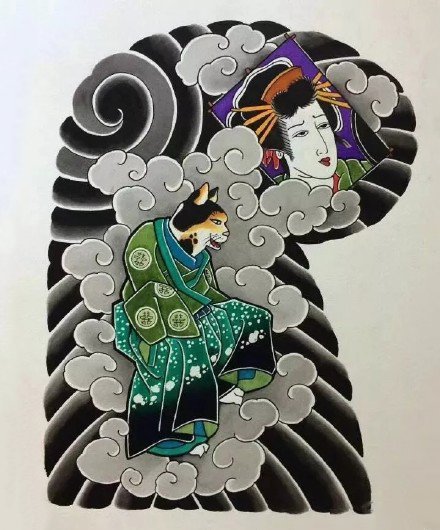 35款日式等半甲纹身主题的手稿图片(25/35)