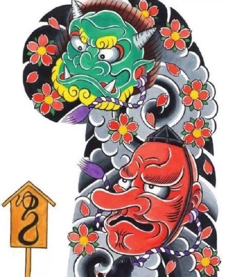 35款日式等半甲纹身主题的手稿图片(19/35)