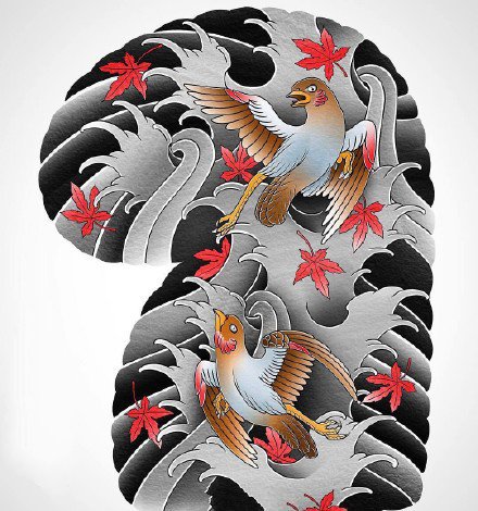 35款日式等半甲纹身主题的手稿图片(16/35)