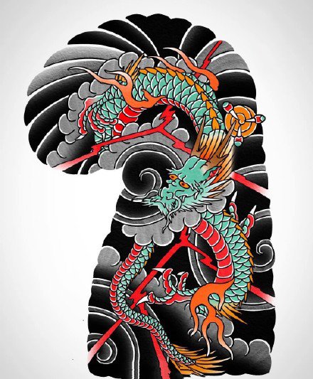 35款日式等半甲纹身主题的手稿图片(13/35)