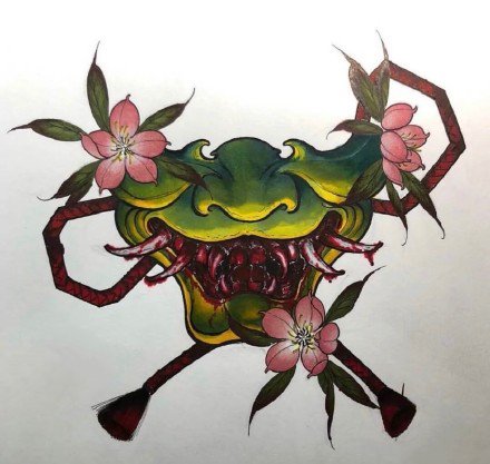 34款日式传统彩色小图纹身素材图片(15/34)