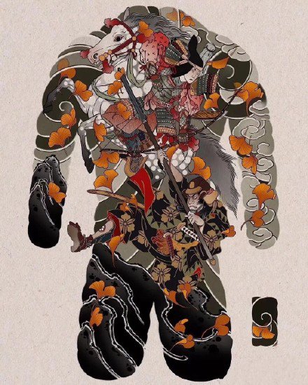 35组新传统等大满背的纹身手稿素材图片(32/35)