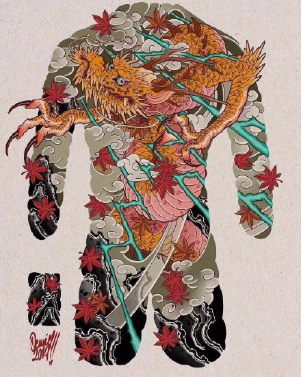 35组新传统等大满背的纹身手稿素材图片(29/35)