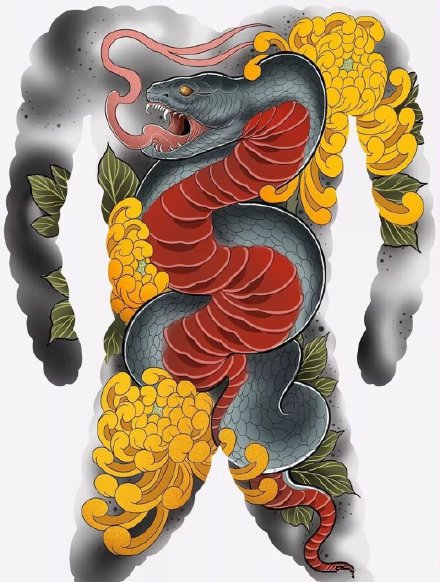 35组新传统等大满背的纹身手稿素材图片(21/35)