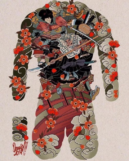 35组新传统等大满背的纹身手稿素材图片(3/35)