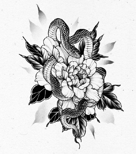 36款各风格蛇主题纹身手稿图片(16/36)