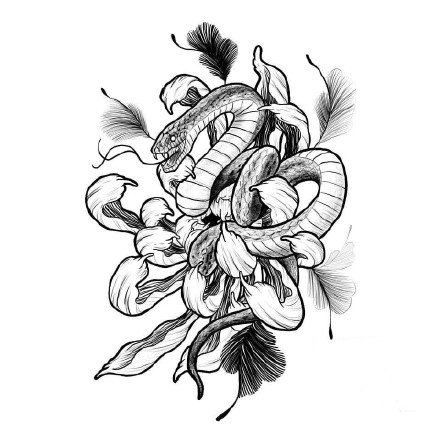 36款各风格蛇主题纹身手稿图片(15/36)