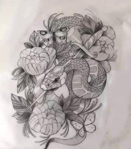 36款各风格蛇主题纹身手稿图片(10/36)
