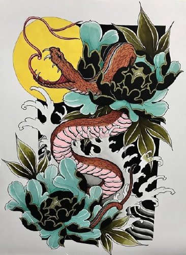 36款各风格蛇主题纹身手稿图片(7/36)