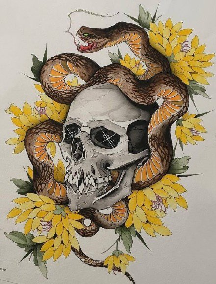 36款各风格蛇主题纹身手稿图片(5/36)