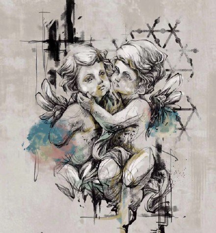 一组水墨星座生肖的纹身手稿图片(4/9)